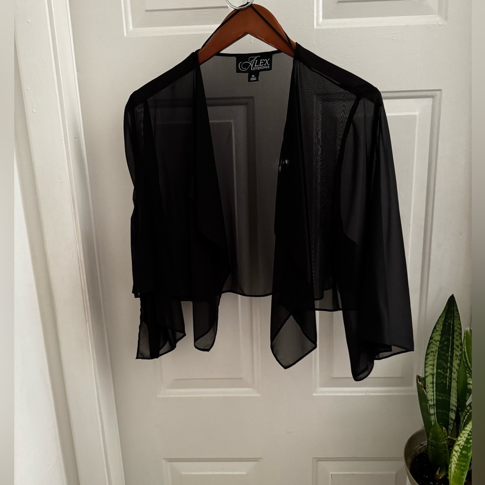 Alex Evenings Black Sheer Chiffon Top, Size XL
NWT